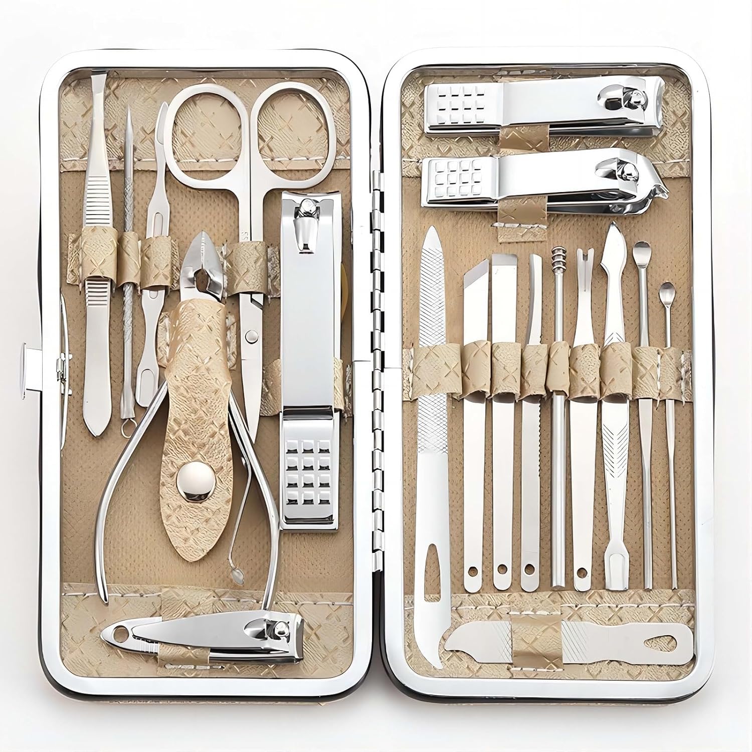 Mens Grooming Kit Gift Set - 19종 네일 클리퍼 세트, 매니큐어 페디큐어