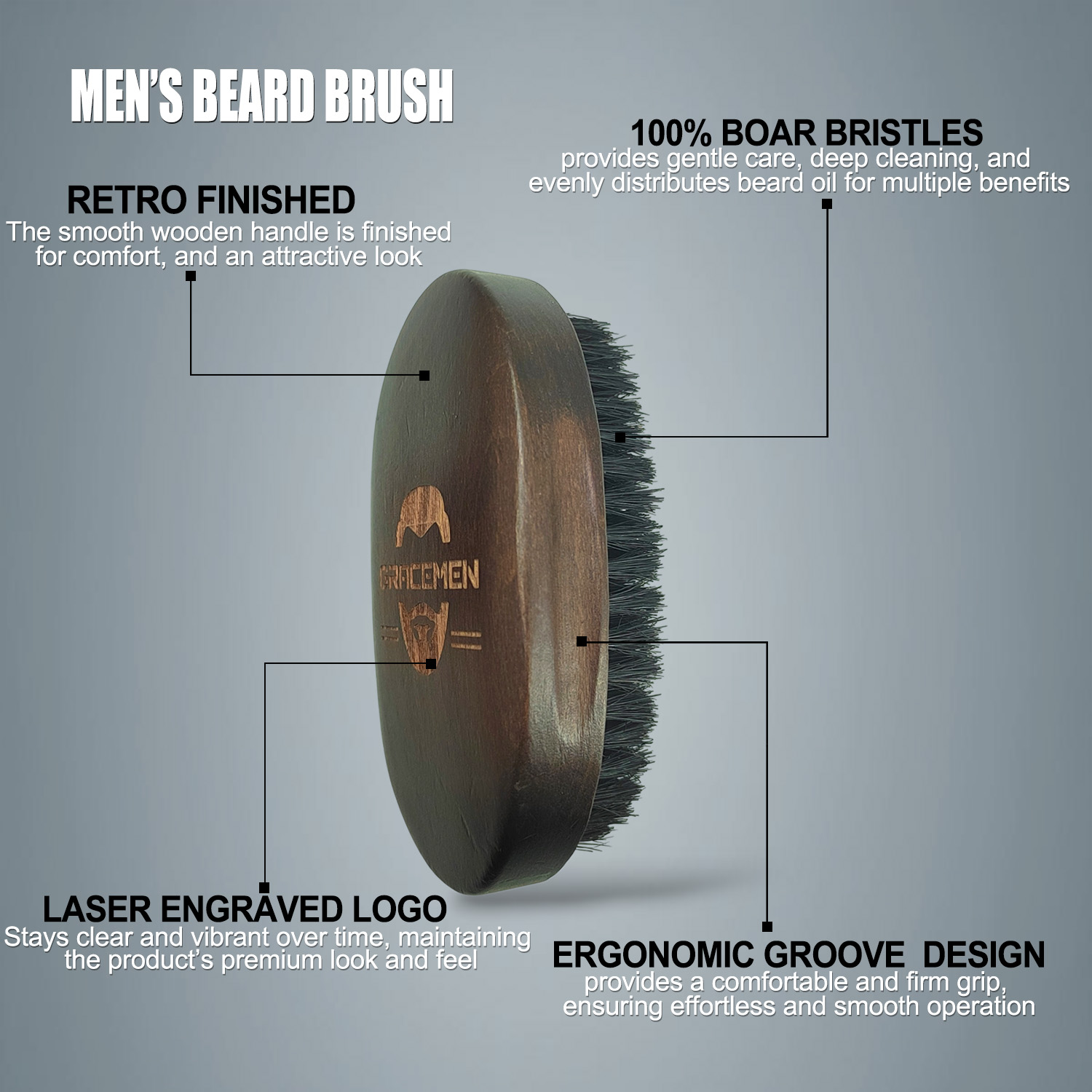 Gracemen 수염 키트 - 복고풍 수염 브러시 및  - Mens Grooming Kit Gift Set 리뷰 및 가격
